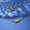 Detail of gold-plated stainless steel bracelet featuring a cute gingerbread man pendant - Gingerbread Man Style (XLJ122)
