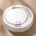 Bracelet chat minimaliste en acier inoxydable avec fermoir mousqueton sur présentoir - Style Chat de Dessin Animé (XLY181) / Argent