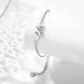 Silver stainless steel bracelet featuring a delicate hollow flower charm and adjustable chain - September