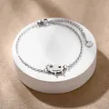 Bracciale minimalista in argento sterling S925 con ciondolo a pecora su pietra bianca - Stile Pecora Cartoon (XLY174) / Argento