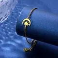 Dettaglio del bracciale in acciaio inossidabile dorato con stella e luna su base blu - Stile Stella Luna (XLJ162) / Oro