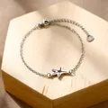 Bracelet chaîne étoile de mer en acier inoxydable poli avec fermoir mousqueton - Style Étoile à Cinq Branches Creuse (XLY183) / Argent