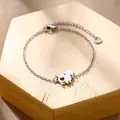 Bracelet minimaliste en acier inoxydable argenté avec pendentif chien et cœur découpé - Style Teckel Cœur (XLY185) / Argent