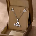 Polished stainless steel I Heart MAMA jewelry set with necklace and earrings in a gift box - I LOVE MAMA Style (TZ-472)