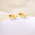 Pair of polished gold stainless steel Love letter stud earrings for women and girls - Love Letter Heart Combo (SD21)