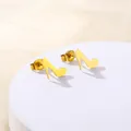 Minimalist gold stainless steel high heel stud earrings on a white display stand - High Heel Silhouette (SD9)