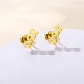 Elegant gold hollow flower vine earrings in stainless steel on white pedestal - Hollow Flower Branch (SD20)