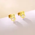 Hollow owl shaped stainless steel stud earrings in polished golden finish for women - Hollow Owl Shape (SD32)