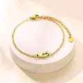 Elegante bracciale a sirena in acciaio inossidabile dorato con ciondolo a forma di gatto - Stile Gatto Dorato (XLJ192)