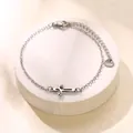 Bracciale a croce in acciaio inossidabile con incisione Jesus su vassoio in pietra - Stile Argento (XLY195)