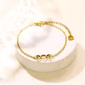 Bracciale nodo celtico tripla luna dorato in acciaio inossidabile con cuore - Stile Dea Triplice Luna Oro (XLJ221)