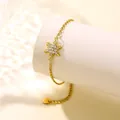 Bracciale a fiocco di neve in oro lucido con zirconi e catena a maglie regolabile - Oro (TSL7)