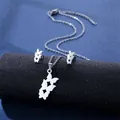 Set gioielli in acciaio inossidabile argento con collana e orecchini a stella seghettata - Stile Stella (TZ-108)