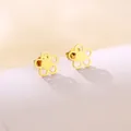Detailed close-up of golden hollow five-petal flower stud earrings with a polished finish - Five-Petal Hollow Flower (SD30)