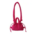 Vibrant rose pink quilted cloud handbag with adjustable drawstring and knot strap - Rose Red