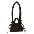 Quilted cloud shoulder bag in deep brown padded nylon with knotted handle design - Army Green