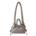 Apricot padded cloud handbag with drawstring closure and knotted handle details - Grey-Beige