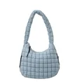 Chic light blue quilted cloud hobo bag with padded shoulder strap in fashion style - Sky Blue