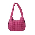 Chic rose red quilted cloud bag with padded shoulder strap and large capacity - Rose Red