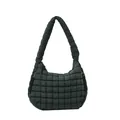 Dark green quilted shoulder bag in a cloud-like design with soft puffer material - Green