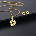 Golden stainless steel jewelry set featuring a star pendant necklace and matching earrings - Star Cluster Style (TZ-279 Gold)