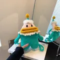Borsa a tracolla mostro fatta a mano all'uncinetto turchese con labbra gialle e volant - Verde