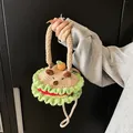 Handmade knitted burger-shaped crossbody bag with cute 3D cartoon animal face decoration - Capybara Style
