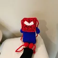 Handmade crochet Spider-Man mini bucket bag with classic red and blue knitted patterns - Spider-Man Vertical Style