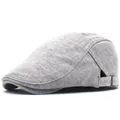 Detail of light grey cotton beret showing texture and metal adjustable side buckle - Adjustable / Light Gray