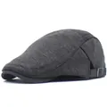 Detailed view of the dark gray knitted beret with adjustable metal buckle on the side - Adjustable / Dark Gray