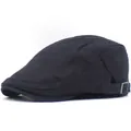 Gorra plana de algodón negro para hombre con hebilla de metal ajustable de perfil - Ajustable / Negro