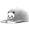 Cappellino snapback grigio con design panda geometrico e visiera patchwork tricolore - Regolabile / Grigio