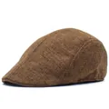Side view of brown mesh beret showing breathable woven texture and flat cap profile - One Size / Coffee