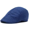 Close-up of breathable mesh texture and sleek lines on a navy blue vintage flat cap - One Size / Navy Blue