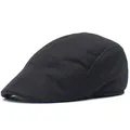 Close-up of the breathable mesh texture and neat stitching on this black flat ivy cap - One Size / Black