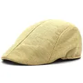 Retro mesh beret in beige linen fabric for men and women with breathable vintage design - One Size / Khaki