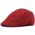 Retro dark red mesh beret hat with breathable fabric texture for outdoor sun protection - One Size / Red