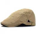 Detail of khaki breathable bubble fabric beret with adjustable metal buckle on back - Adjustable / Khaki