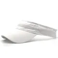 Detail of white cotton sun visor with reinforced stitching on curved brim for outdoor use - Adjustable / White
