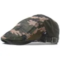 Breathable camo mesh newsboy hat for men and women with adjustable metal buckle - Green