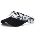 Unisex camouflage visor hat with black brim for outdoor sun protection and sports fashion - Adjustable / White