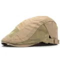 Detail of khaki mesh beret side showing breathable fabric and embroidery texture - Adjustable / Khaki