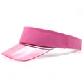 Detailed view of pink translucent PVC visor and textured fabric headband for sun protection - Pink