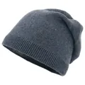 Deep grey knitted beanie hat for women featuring a warm slouchy fit and ribbed cuff design - M(56-58cm) / Dark Gray