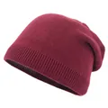 Close-up of the burgundy knitted beanie showing thick ribbed texture and warm fabric - M(56-58cm) / Burgundy