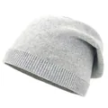 Detail of light grey knit beanie showing soft wool texture and fine ribbed cuff design - M(56-58cm) / Light Gray