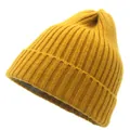 Berretto classico in maglia a coste giallo senape per l'inverno, stile unisex adulto - Adulto / Giallo