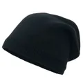 Close-up of black knitted beanie showing fine texture and ribbed edge detail - M(56-58cm) / Black