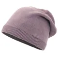 Detail shot of the lavender knitted beanie showing the ribbed texture and soft yarn fabric - M(56-58cm) / Purple