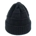 Detailed view of black winter beanie featuring thick knit texture and ribbed cuff - M (56-58cm) / Black